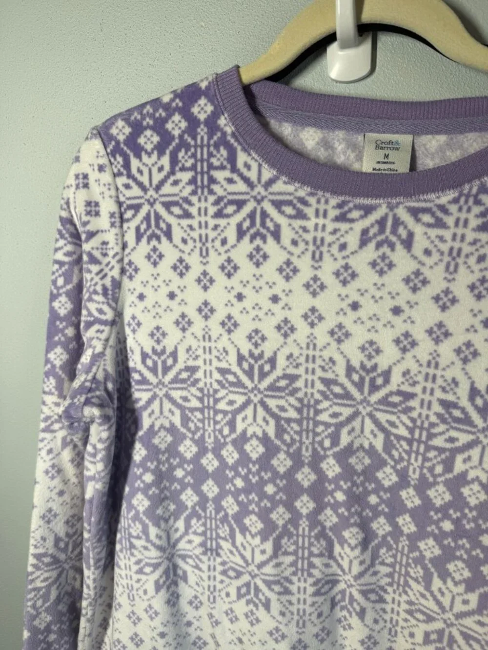 Croft‎ & Barrow Snowflake Fleece Pajama Set Medium Purple/White Soft Cozy Lounge